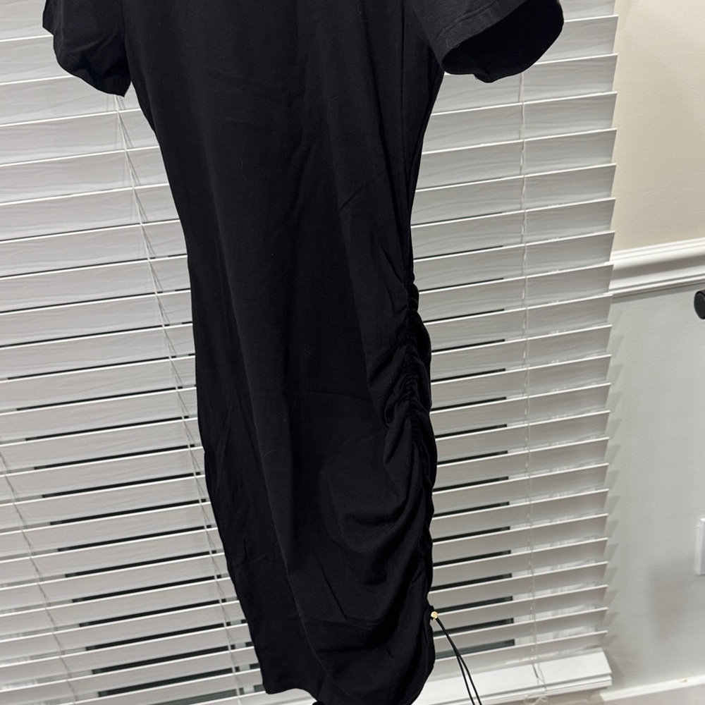 Michael Kors Black Short Sleeve Ruched Mini Dress